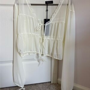 White Fox Boutique Sheer Cream Top